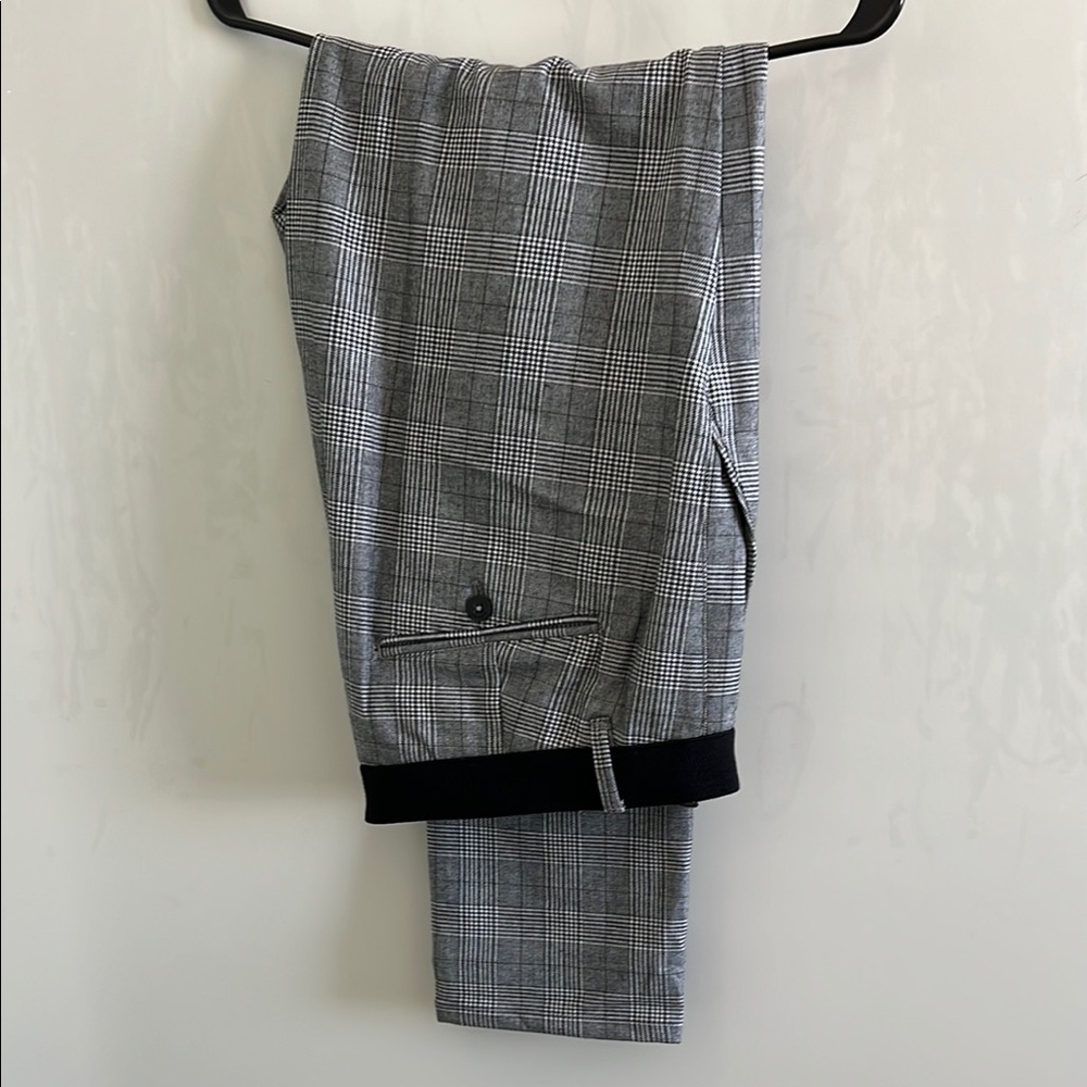 Zara Gray and Black Dress Pants with Plaid Pattern